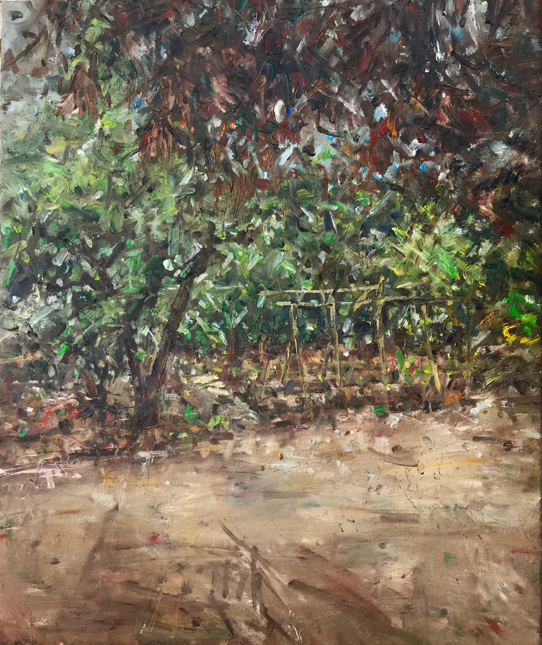 Garden from my patio. (March 2020) Oil on canvas